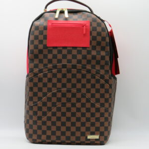 SPRAYGROUND ZAINO GRANDE PORTAPC DAMIER MARRONE+ROSSO