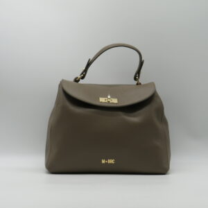 M-BRC BORSA MEDIA MANO/TRACOLLA CON PATTA PELLE TAUPE