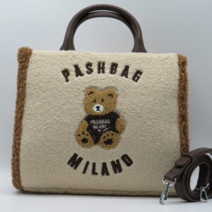 PASH BAG BORSA GRANDE MANO/TRACOLLA LANA TEDDY BEIGE  ORSETTO