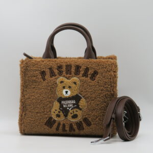 PASH BAG BORSA PICCOLA MANO/TRACOLLA LANA TEDDY NOCCIOLA