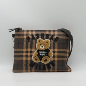 PASH BAG TRACOLLA PIATTA TARTAN MARRONE+ORSETTO