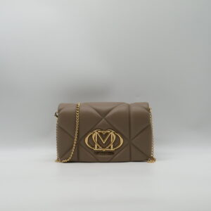 LOVE MOSCHINO POCHETTE/TRACOLLA MATELASSE SABBIA LOGO ORO