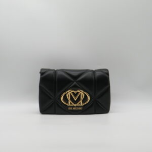 LOVE MOSCHINO POCHETTE/TRACOLLA MATELASSE NERA LOGO ORO