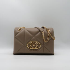 LOVE MOSCHINO SOTTOBRACCIO/TRACOLLA MEDIO MATELASSE SABBIA LOGO ORO