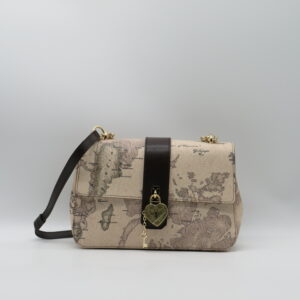 ALVIERO MARTINI 1'CLASSE SOTTOBRACCIO/TRACOLLA CON PATTA E LUCCHETTO CUORE GEO SABBIA+T.MORO
