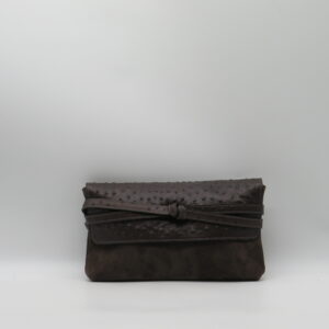GIANNI CHIARINI POCHETTE/TRACOLLA MEDIA CAMOSCIO MOKA PELLE STAMPA STRUZZO MOKA