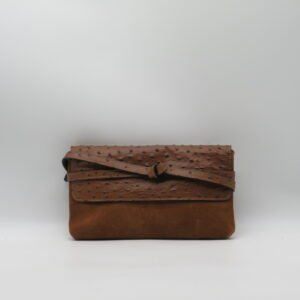 GIANNI CHIARINI POCHETTE/TRACOLLA MEDIA CAMOSCIO COGNAC PELLE STAMPA STRUZZO COGNAC