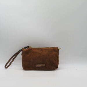 GIANNI CHIARINI POCHETTE/POLSIERA PICCOLA CON TRACOLLA CAMOSCIO COGNAC