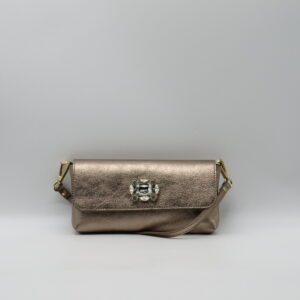 M-BRC POCHETTE/SOTTOBRACCIO PELLE LUCIDA BRONZO CON GIOIELLO