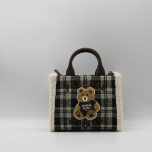 PASH BAG BORSA PICCOLA MANO/TRACOLLA TARTAN BIANCO/NERO ORSETTO