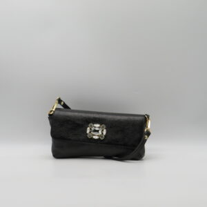 M-BRC POCHETTE/SOTTOBRACCIO PELLE LUCIDA NERO CON GIOIELLO