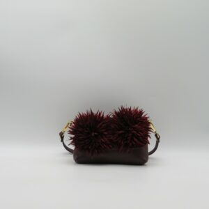 M-BRC POCHETTE PICCOLA PELLE BORDEAUX PATTA CON FIORI