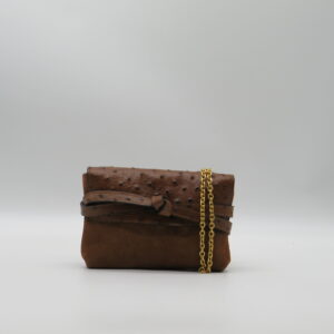 GIANNI CHIARINI TRACOLLA PICCOLA CAMOSCIO COGNAC+PELLE STAMPA STRUZZO