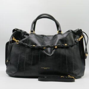 GIANNI CHIARINI BORSA GRANDE MANO/TRACOLLA PELLE STAMPA ANGUILLA NERA