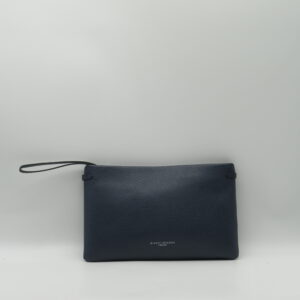 GIANNI CHIARINI POLSIERA PIATTA CON TRACOLLA PELLE BLU NAVY