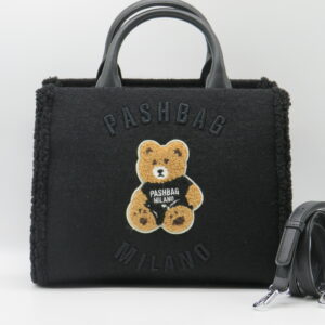 PASH BAG BORSA GRANDE MANO/TRACOLLA LANA NERA+ORSETTO