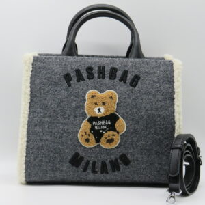 PASH BAG BORSA GRANDE MANO/TRACOLLA LANA GRIGIO+ORSETTO