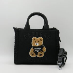 PASH BAG BORSA PICCOLA MANO/TRACOLLA LANA NERO+ORSETTO