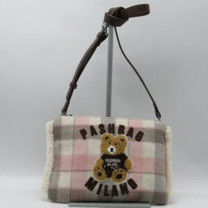 PASH BAG TRACOLLA PIATTA LANA SCOZZESE ROSA+ORSETTO