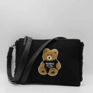 PASH BAG TRACOLLA PIATTA LANA NERO+ORSETTO