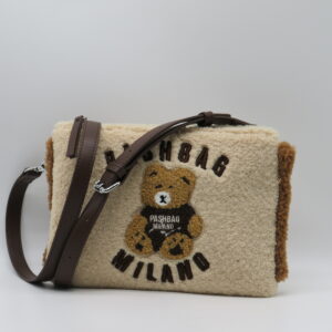 PASH BAG TRACOLLA PIATTA LANA BEIGE+ORSETTO