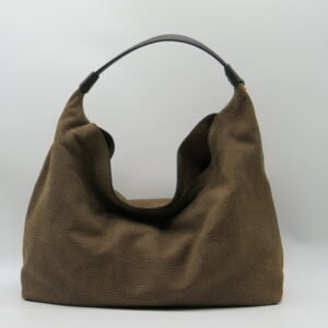 BORBONESE HOBOBAG MEDIA CAMOSCIO MARRONE
