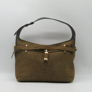 BORBONESE HOBOBAG MEDIA CAMOSCIO MARRONE LINEA IDENTITY