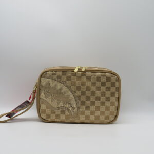SPRAYGROUND BEAUTY DOPPIA ZIP DAMIER ORO STRASS