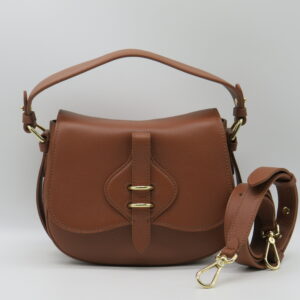 COCCINELLE SELLA CON PATTA MANO/TRACOLLA PELLE MARTELLATA COGNAC
