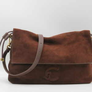 COCCINELLE TRACOLLA CON PATTA E LOGO CAMOSCIO MARRONE BRUNETTE