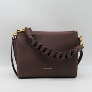 COCCINELLE BORSA PICCOLA MANO/TRACOLLA+INTRECCIO PELLE MARTELLATA ROSSO LAMPONE