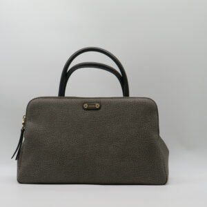 BORBONESE BORSA MANO/TRACOLLA DOPPIA ZIP GRAFFITI CARBONE