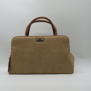 BORBONESE BORSA MANO/TRACOLLA DOPPIA ZIP GRAFFITI CAPPUCCINO