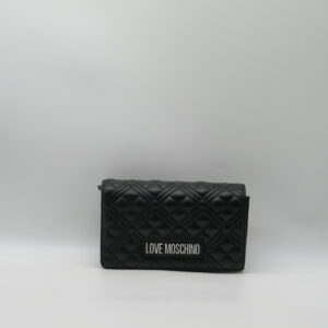 LOVE MOSCHINO POCHETTE CON TRACOLLA MATELASSE' NERO+ARGENTO