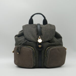BORBONESE ZAINO JET CATRAME CON TASCHE IN CAMOSCIO
