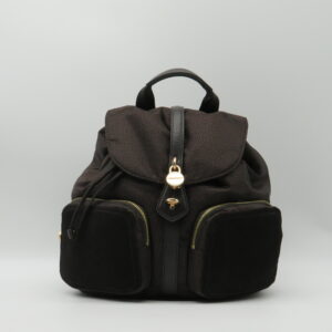 BORBONESE ZAINO JET CIOCCOLATO CON TASCHE IN PELLE
