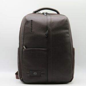 PIQUADRO ZAINO PORTAPC 14" DOPPIA ZIP PELLE MARTELLATA TMORO