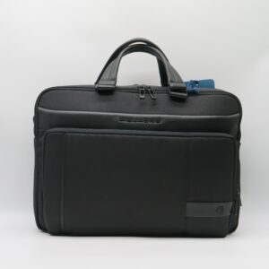PIQUADRO CARTELLA PORTAPC MANO/TRACOLLA DOPPIA ZIP TESSUTO NERO
