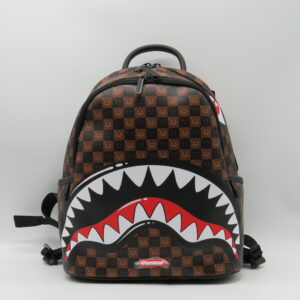 SPRAYGROUND ZAINO PICCOLO DOPPIA ZIP DAMIER MARRONE SMILE