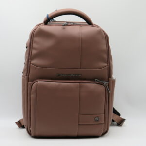 PIQUADRO ZAINO PORTAPC DOPPIA ZIP GOMMATO MARRONE