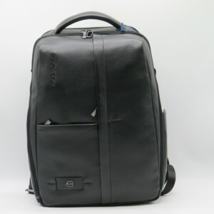PIQUADRO ZAINO PORTAPC 15,6" DOPPIA ZIP PELLE MARTELLATA NERO