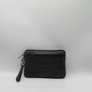 PIQUADRO POCHETTE/POLSIERA MEDIA DOPPIA ZIP PELLE LISCIA NERO