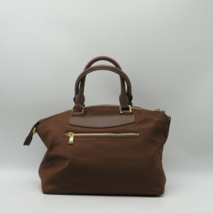 NANNINI BORSA MEDIA TRAPEZOIDALE A MANO CON TRACOLLA NYLON CASTAGNA