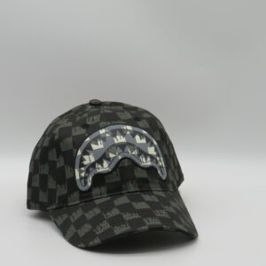 SPRAYGROUND CAPPELLO BASEBALL DAMIER GRIGIO BOCCA BIANCA