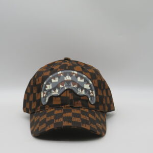 SPRAYGROUND CAPPELLO BASEBALL DAMIER MARRONE BOCCA BIANCA