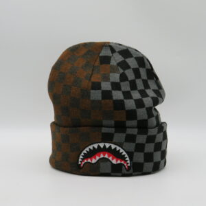SPRAYGROUND CAPPELLO CUFFIA DAMIER MARRONE E GRIGIO