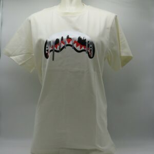 SPRAYGROUND T-SHIRT PANNA CON BOCCA COLATURA ARGENTO