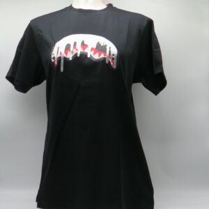 SPRAYGROUND T-SHIRT NERA CON BOCCA COLATURA ARGENTO
